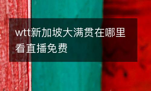 wtt新加坡大滿貫在哪里看直播免費